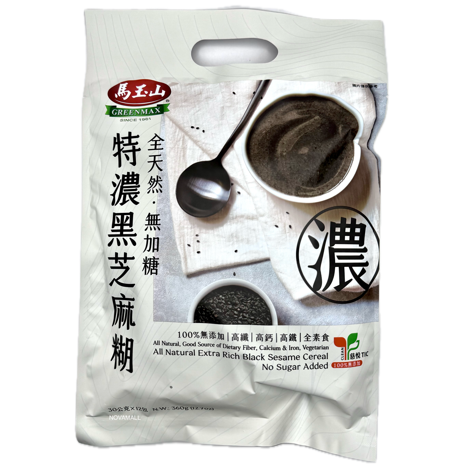 Greenmax No Added Sugar Black Sesame Cereal 360g (30g x 12 bags)