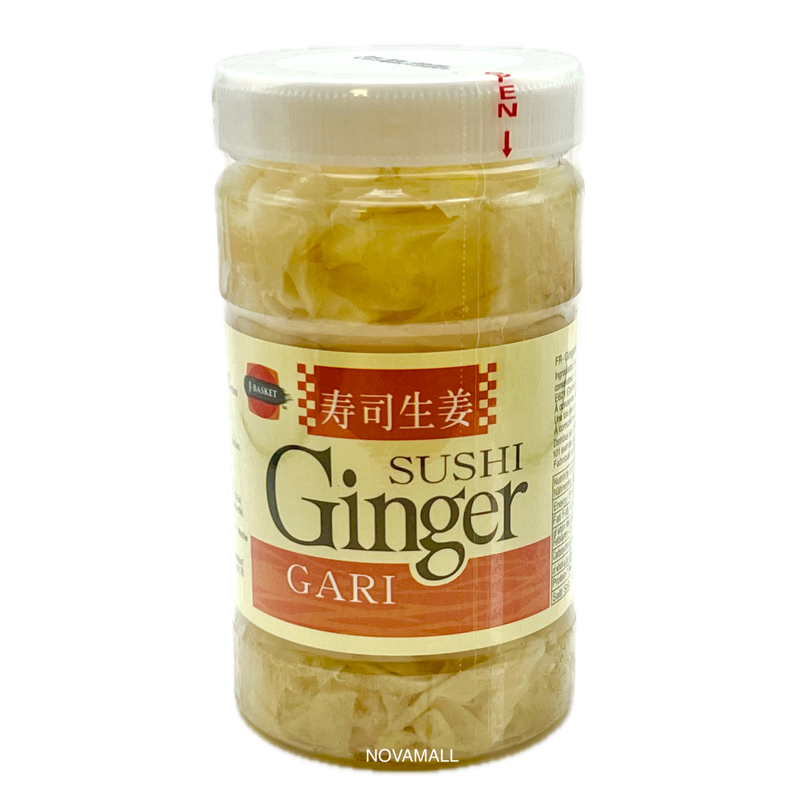 J-Basket Gari Pickled Sushi Ginger わがや 寿司ガリボトル 白 340g (Dried Weight 200g)