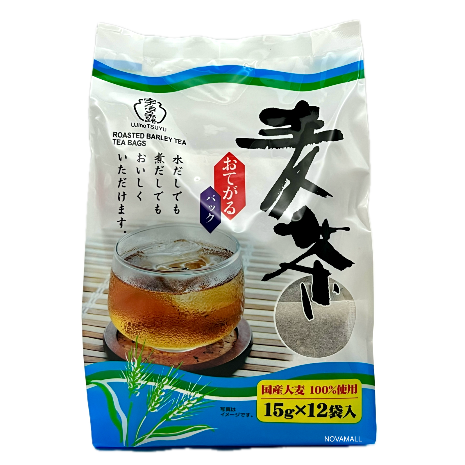UjinoTsuyu Mugicha Roasated Barley Tea 宇治の露 麦茶ティーバック 180g  (15g x 12 Bags)