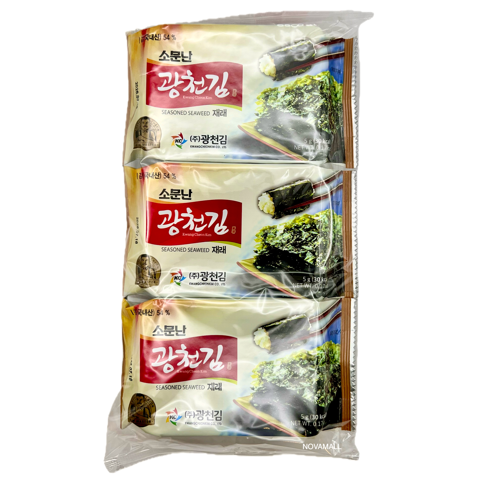 Kwangcheon Dosirak Seasoned Seaweed 소문난 광천김 재래3단 도시락 5g x 3